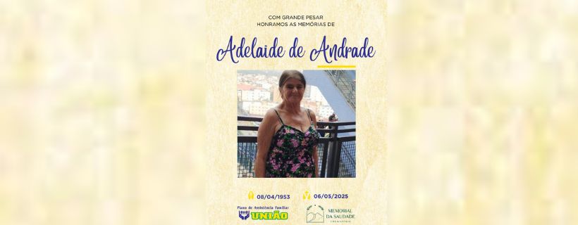 FUNERÁRIA UNIÃO e CREMATÓRIO MEMORIAL DA SAUDADE informam - FALECIMENTO