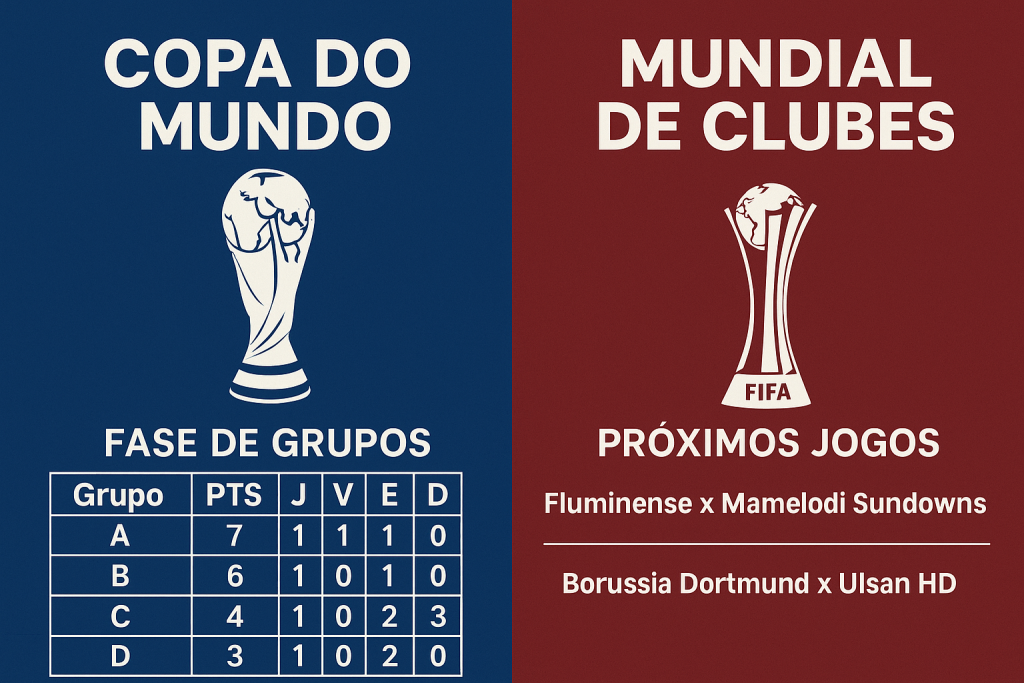 Copa do Mundo e Mundial de Clubes: classificação e próximos confrontos
