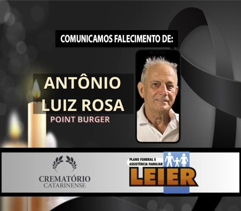 Plano Leier e Funerária Guaramirim comunicam com pesar o falecimento de Antônio Luiz Rosa