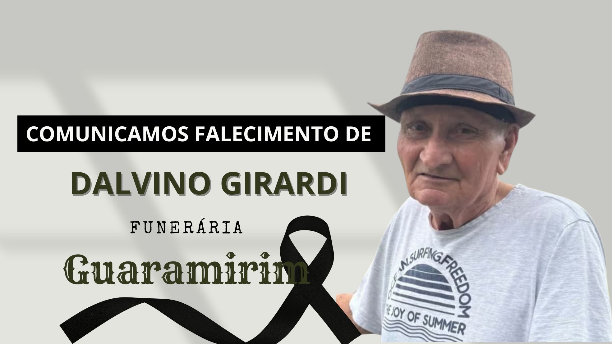 Plano Leier e a Funerária Guaramirim comunicam o falecimento de Dalvino Girardi