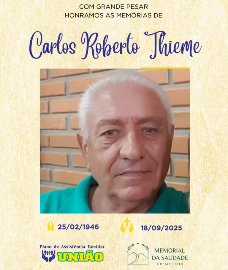PLANO UNIÃO informa - FALECIMENTO nesta quinta-feira 18/09 o Sr CARLOS ROBERTO THIEME, conhecido como Caco com 79 anos de idade